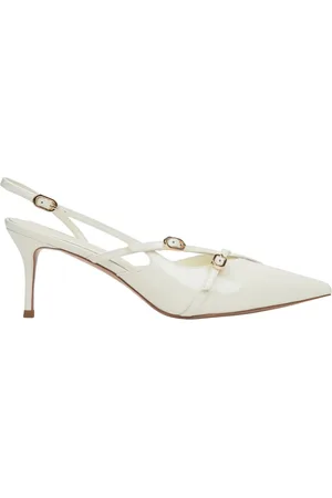 Estro Schoenen, Dames, , 39 EU, Leer, Lichtbeige Slingback Pumps voor Dames gemaakt van Patent Echt Leer