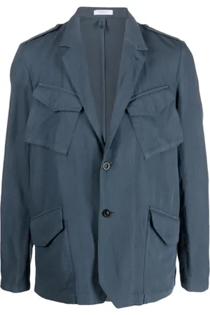 Boglioli Jassen, Heren, Blauw, L, Katoen, Blauwe Zakdetail Jas