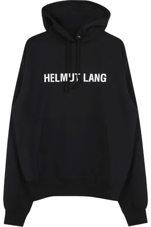 Helmut Lang Sweatshirts & Hoodies, Heren, Zwart, M, Katoen, Zwarte Logo Hoodie Lange Mouw Katoen