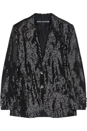 JUNYA WATANABE Jassen, Dames, Zwart, S, Pailletten, Pailletten blazer met pieklapels