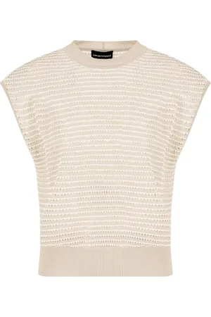 Emporio Armani Truien, Dames, Grijs, M, Viscose Polyamide Onderkant met Elastaan