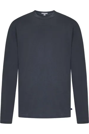 James Perse Tops, Heren, Blauw, L, Katoen, Blauw Katoenen T-shirt Lange Mouw