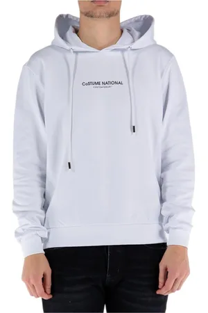 Costume National Sweatshirts & Hoodies, Heren, Wit, L, Katoen, Stijlvolle bedrukte katoenen sweatshirt met capuchon