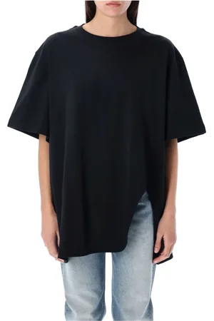 The Attico Tops, Dames, Zwart, S, Katoen, Zwarte Oversized T-shirt met Logo Borduurwerk