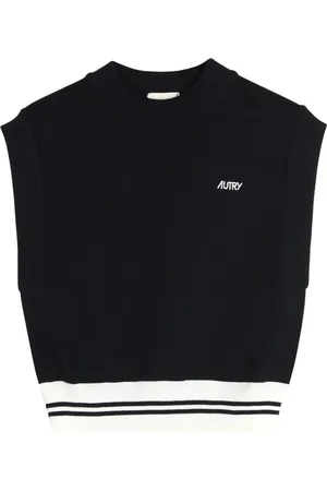 Autry Truien, Dames, Zwart, S, Katoen, Zwarte Katoenen Mouwloze Vest