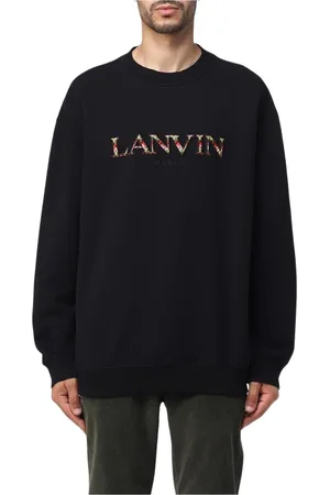 Lanvin Sweatshirts & Hoodies, Heren, Zwart, M, Geborduurde Crewneck Sweatshirt