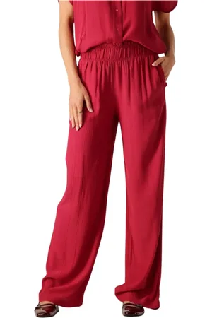 BY-BAR Broeken, Dames, Roze, M, Rode Viscose Broek voor Vrouwen