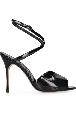 Manolo Blahnik Schoenen, Dames, Zwart, 36 EU, Leer, Zwarte Leren Sandalen Verhoog Uw Stijl