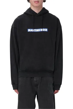 MARTINE ROSE Sweatshirts & Hoodies, Heren, Zwart, L, Katoen, Zwarte Katoenen Hoodie