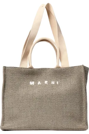 Marni Tassen, Heren, Grijs, ONE Size, Raffia Tote Tas voor Mannen