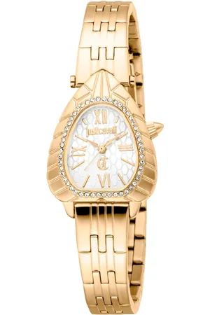 Roberto Cavalli Accessoires, Dames, Geel, ONE Size, Elegant Quartz Analog Steel Watch
