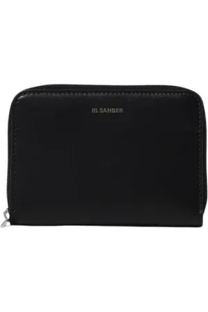 Jil Sander Accessoires, Heren, Zwart, ONE Size, Leer, Zwarte Leren Ritsportemonnee