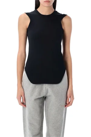 The Attico Tops, Dames, Zwart, S, Katoen, Zwarte Geribbelde Tanktop