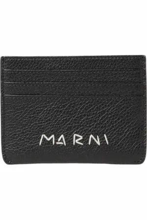 Marni Accessoires, Heren, Zwart, ONE Size, Leer, Stijlvolle Leren Kaarthouder