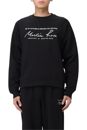 MARTINE ROSE Sweatshirts & Hoodies, Heren, Zwart, S, Zwarte Crewneck Sweatshirt Collectie