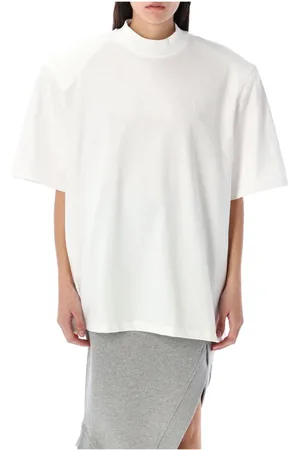 The Attico Tops, Dames, Wit, 2Xs, Katoen, Wit T-shirt met schoudervullingen