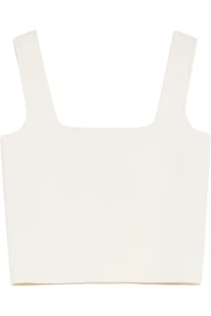 Max Mara Tops, Dames, Wit, XS, Vierkante hals Jacquard Top Pilade
