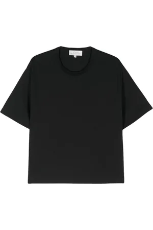 STUDIO NICHOLSON Tops, Dames, Zwart, XS, Katoen, Zwart Katoenen Jersey Ronde Hals T-shirt