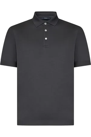 HERNO Tops, Heren, Zwart, XL, Katoen, Grijze Polo Shirt Tricot Katoen
