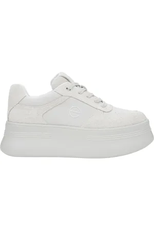 Estro Schoenen, Dames, Wit, 36 EU, Witte Grijze Chunky Sole Zachte Velours Sneakers