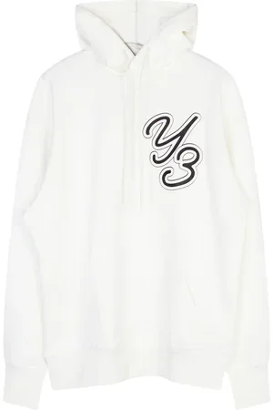 Y-3 Sweatshirts & Hoodies, Heren, Wit, L, Katoen, Witte Grafische Logo Hoodie