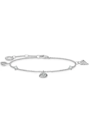Thomas Sabo Accessoires, Dames, Grijs, ONE Size, Damesarmband Schelpen en Witte Stenen Zilverkleurig A2060-051-14-L19V
