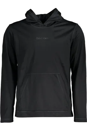 Calvin Klein Sweatshirts & Hoodies, Heren, Zwart, XL, Polyester, Sportieve Hoodie met Lange Mouwen