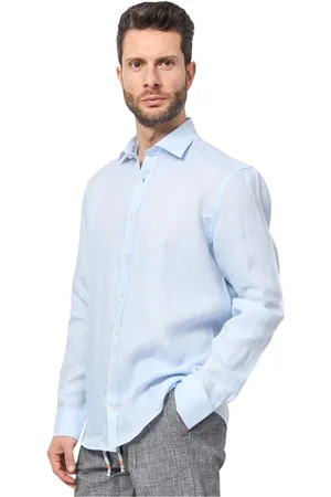 Bugatti Overhemden, Heren, Blauw, 2Xl, Linnen, Heldere Blauwe Linnen Overhemd