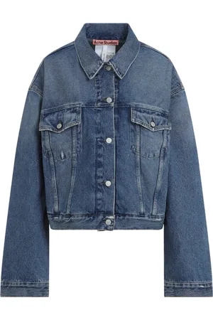 Acne Studios Jassen, Dames, Blauw, S, Katoen, Blauwe Katoenen Denim Jack