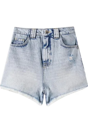 Patrizia Pepe Korte broeken, Dames, Blauw, W30, Denim, Blauwe Denim Casual Shorts met Metalen Ring