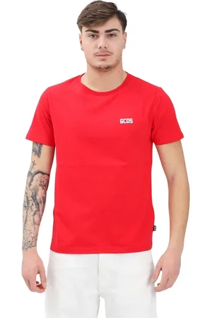 GCDS Tops, Heren, Rood, L, Rode T-shirt met korte mouwen Street Style