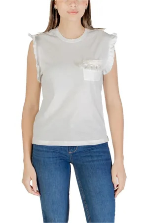 ONLY Tops, Dames, Wit, XS, Katoen, Witte Katoenen Tanktop met Zak