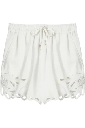 Isabel Marant Korte broeken, Dames, Wit, M, Katoen, Geborduurde Shorts