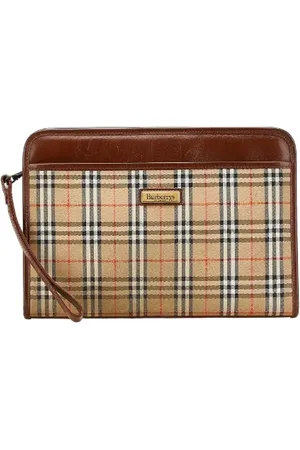 Burberry Pre-owned, Dames, , ONE Size, Leer, Pre-owned Canvas clutches