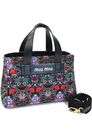 Miu Miu Pre-owned, Dames, Zwart, ONE Size, Tweedehands Canvas handtassen
