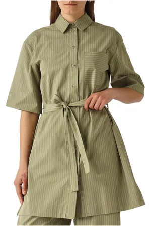 Max Mara Blouses & Shirts, Dames, Groen, XS, Katoen, Gestreepte Casual-Chic Shirt