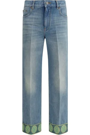 VALENTINO Jeans, Dames, Blauw, W27, Katoen, Bloemen gestikte katoenen jeans