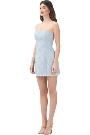 Elisabetta Franchi Kleedjes, Dames, Blauw, M, Blauwe Korte Jurk met 3D Textuur