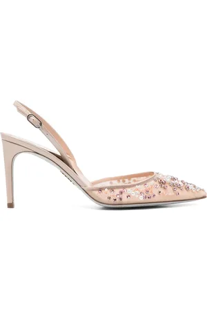 RENE CAOVILLA Schoenen, Dames, Roze, 36 EU, Stiletto Hiel Slingback Sandalen Rhinestone