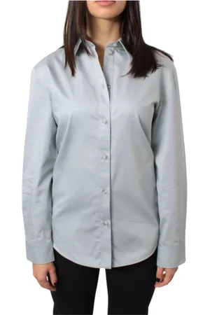 Max Mara Blouses & Shirts, Dames, Blauw, L, Katoen, Klassieke Blauwe Katoenen Overhemd Ricard