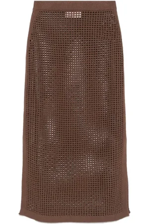 MC2 SAINT BARTH Rokken, Dames, Bruin, S, Katoen, Elegante Gehaakte Topwear Jurk