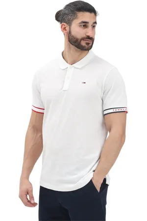Tommy Hilfiger Tops, Heren, Wit, M, Katoen, Witte Polo Shirt met Geborduurd Logo