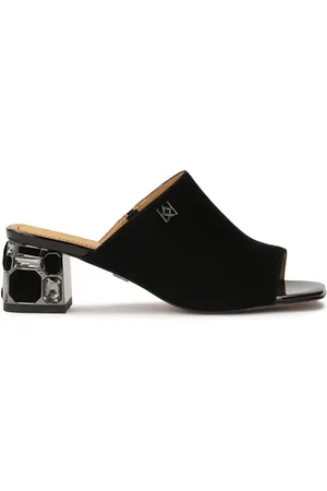 Kazar Schoenen, Dames, Zwart, 39 EU, Leer, Zwarte muilen met strass op de hiel