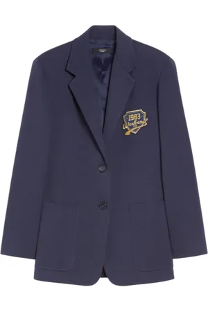 Max Mara Jassen, Dames, Blauw, XS, Katoen, Jersey Katoenen Blazer met Mannelijke Silhouet