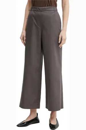 Max Mara Broeken, Dames, Grijs, 2Xs, Bruine Straight Leg High Waist Broek