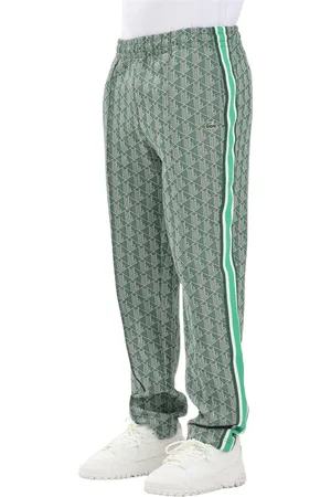 Lacoste Broeken, Heren, Veelkleurig, S, Groene sportieve broek Paris stijl