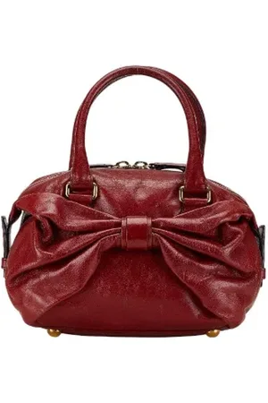 VALENTINO Pre-owned, Dames, Rood, ONE Size, Leer, Tweedehands leren handtassen