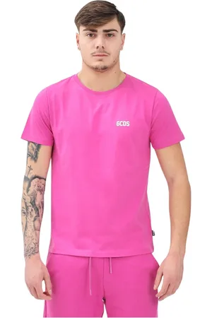 GCDS Tops, Heren, Roze, L, Katoen, Fuchsia Korte Mouw T-shirt