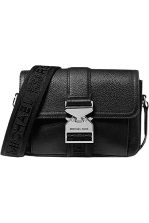 Michael Kors Tassen, Heren, Zwart, ONE Size, Leer, Leren Crossbody Tas Hudson Hammered