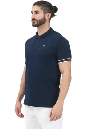 Tommy Hilfiger Tops, Heren, Blauw, S, Katoen, Blauwe Polo met Geborduurd Logo